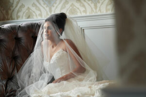 Bride getting ready in the bridal suite at Giorgio’s Baiting Hollow during wedding day preparations