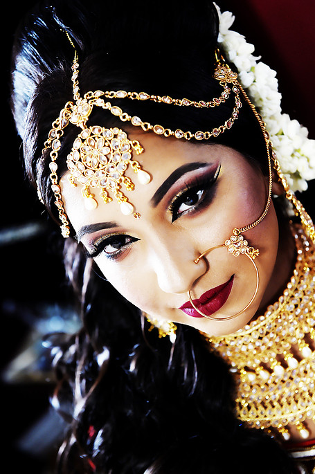 Hindu Wedding Bridal Portrait Close-Up Hindu wedding ceremony bridal close-up portrait with traditional jewelry by Doug Gordon