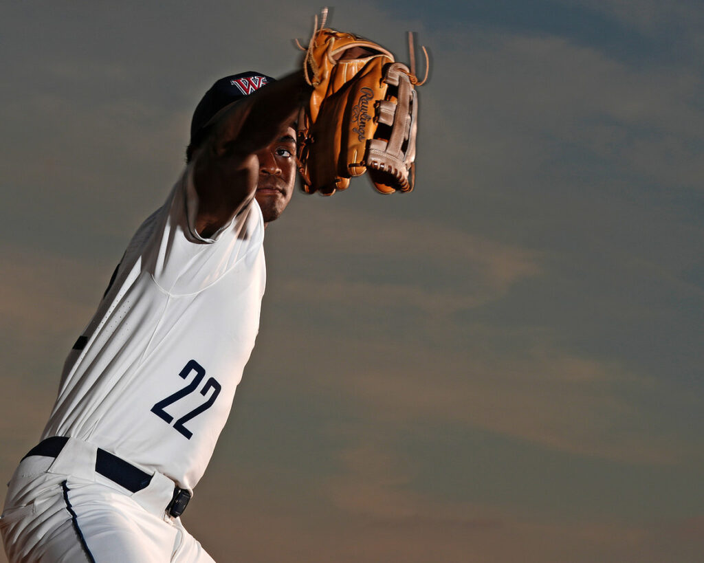 themed senior photography sports senior portrait with athlete and horse action moment