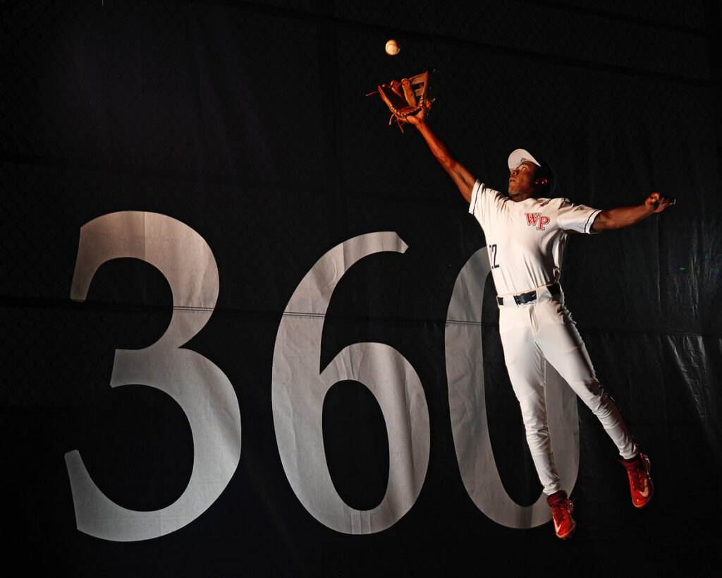 themed senior photography creative baseball action senior portrait with dramatic background