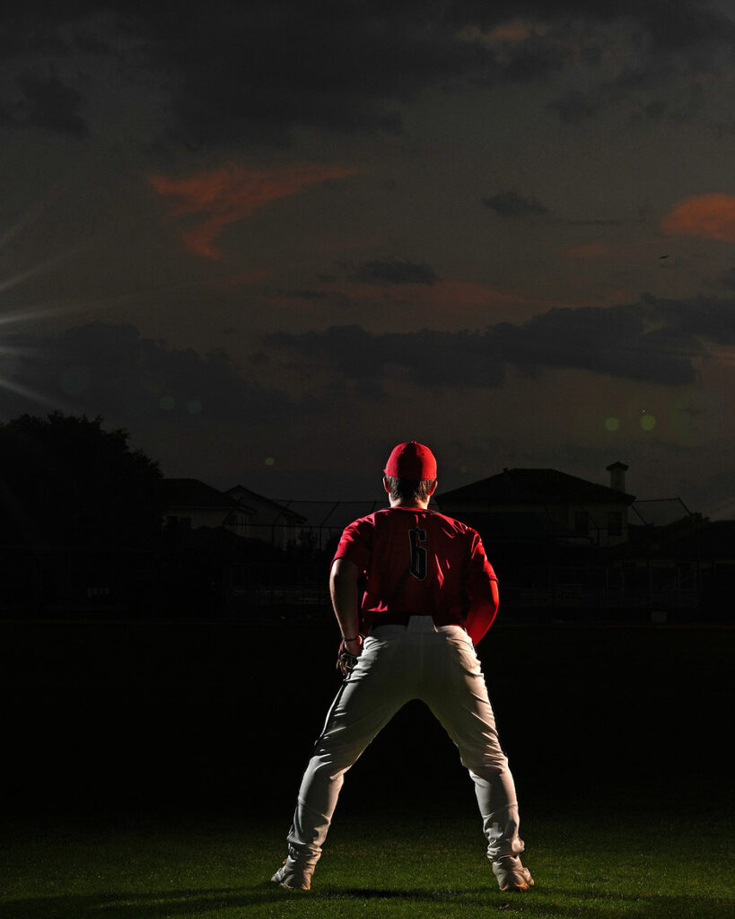 themed senior photography athlete silhouette senior portrait with dramatic lighting