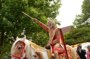 Groom’s baraat entrance at Crest Hollow Country Club in Woodbury, NY during a South Asian wedding