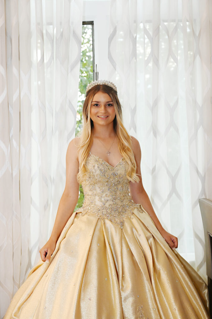 Sweet 16 portrait captured at Cheka Castle, featuring elegant architecture and a refined celebration atmosphere.
