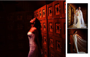 Fashionable editorial bride and groom portraits at The Lannin wedding venue on Long Island