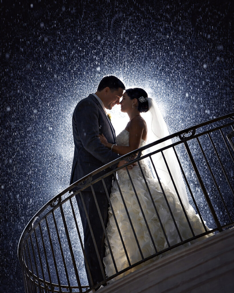 Bride and groom nighttime at The Piermont Babylon NY by Doug Gordon