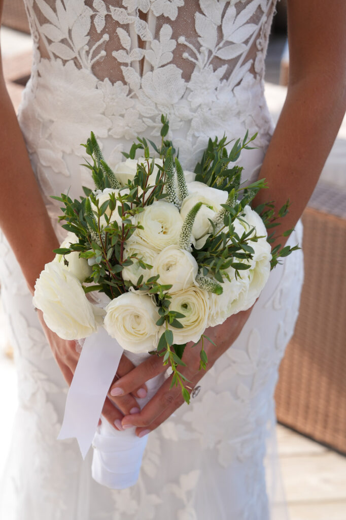 Bridal bouquet closeup at Crescent Beach Club Long Island New York wedding photographed by Doug Gordon of Patken Photographer