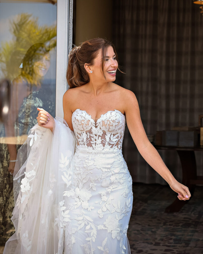 Candid bride portrait at Crescent Beach Club Long Island New York wedding photographed by Doug Gordon of Patken Photographer