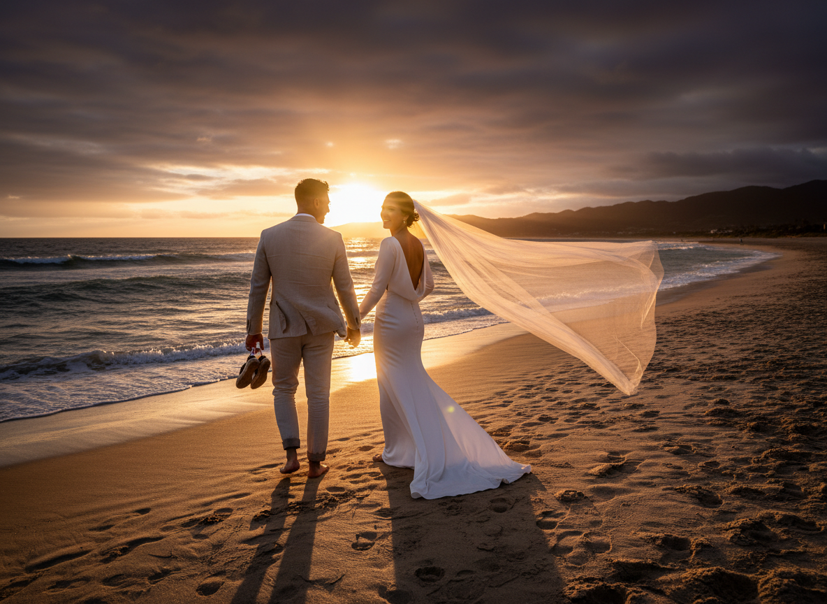 Jones Beach Sunset Wedding Portrait | Gatsby on the Ocean