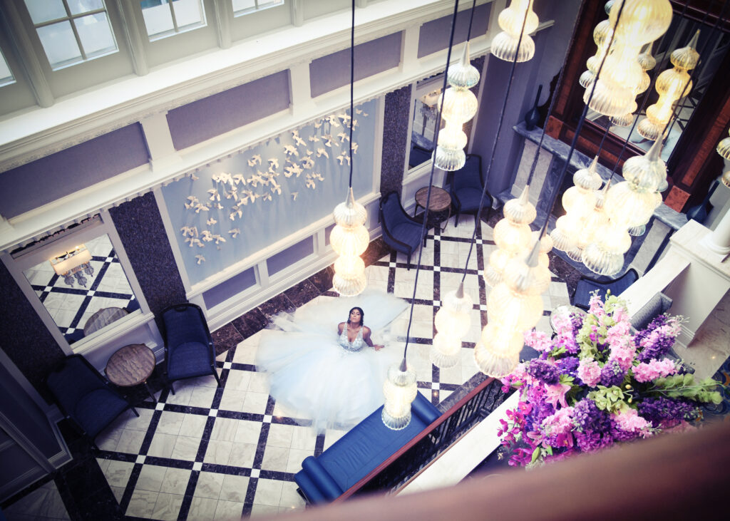 Dramatic Sweet 16 portrait captured at Jericho Terrace on Long Island, featuring bold lighting and an elegant atmosphere.