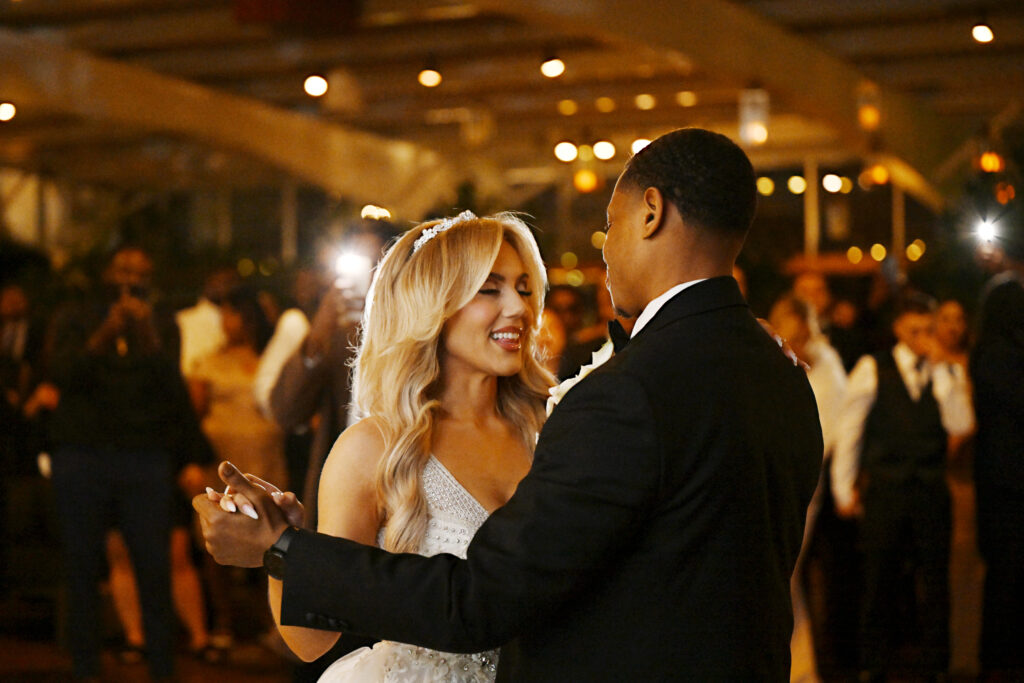 First dance inside Flowerfield ballroom reception