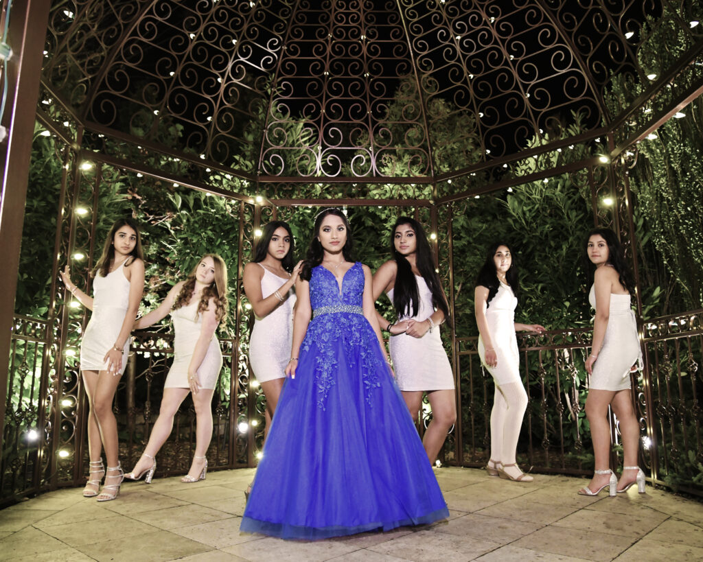 Sweet 16 court of honor–style portrait captured on Long Island, featuring formal posing, elegant attire, and a classic celebratory setting.