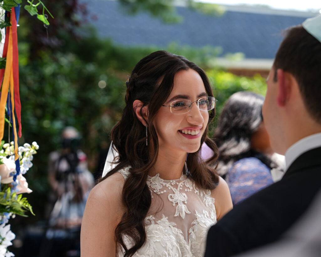 Bride emotional reaction during first look at Westbury Manor wedding Long Island