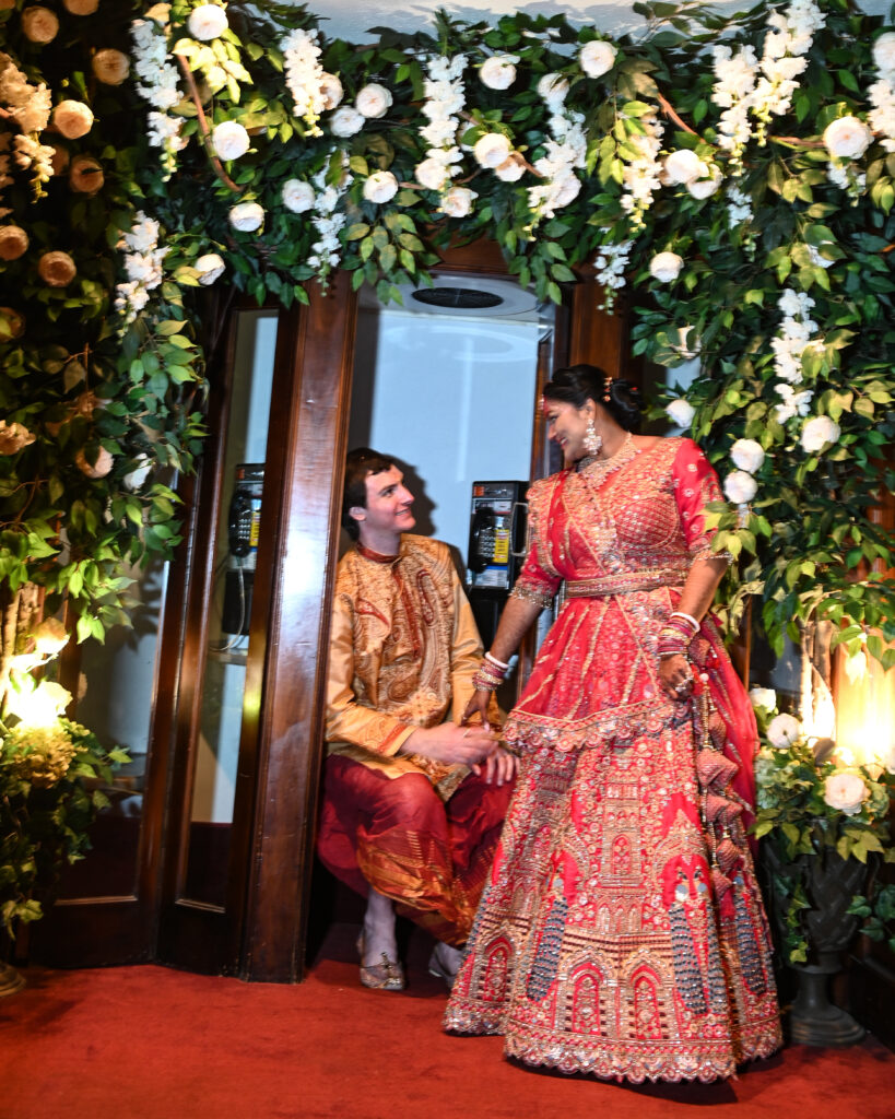 South Asian bride entering reception at Westbury Manor Long Island wedding venue