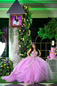 Katelyn quinceañera stage decor Jericho Terrace Penthouse designed by Dunamis Decorations photographed by Doug Gordon Patken Photographer